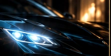 A premium automotive scene in warm light.
